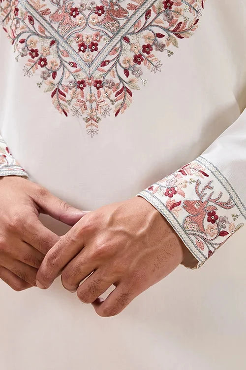 Vibrant Look White Kurta Dupatta Set for Mens Wear