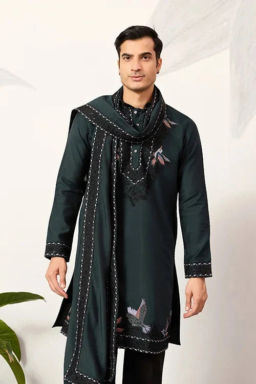 The Ultimate Designer Green Kurta with Dupatta for Mens Wear