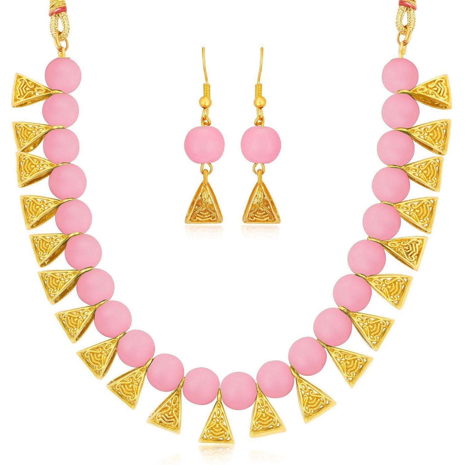 Metal Jewel Set (Pink, Gold)