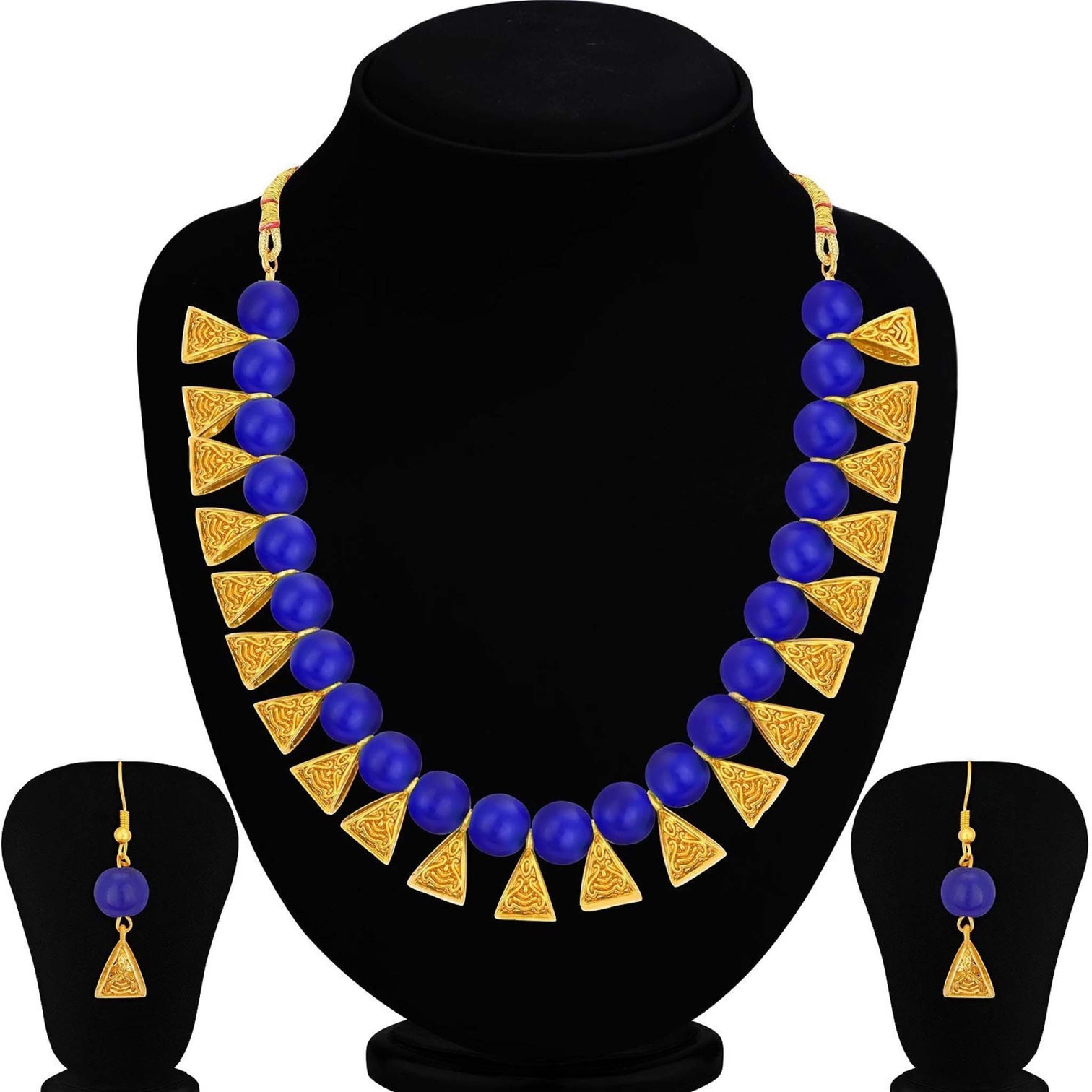 Metal Jewel Set (Blue, Gold)