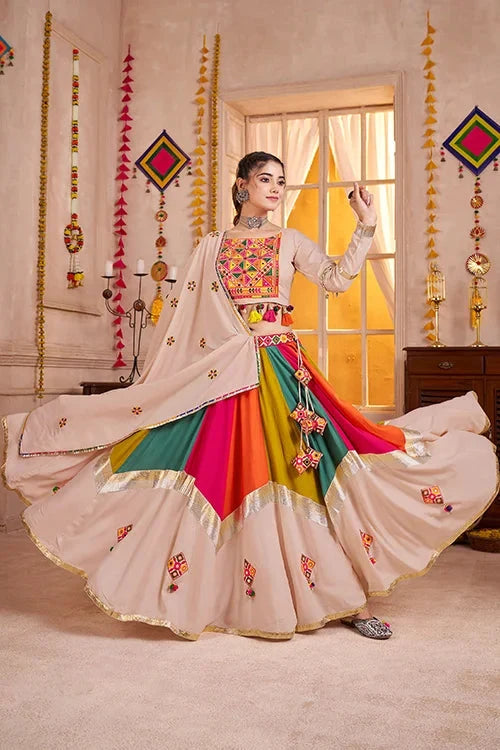 Gorgeous Multi Color with Beige Navratri Chaniya Choli Set