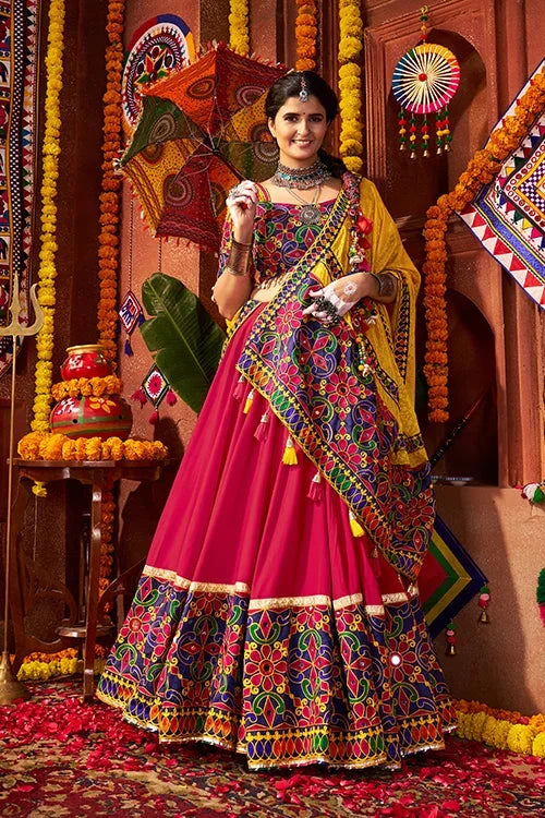 Traditional Mirror Work Chaniya Choli Set for Navratri