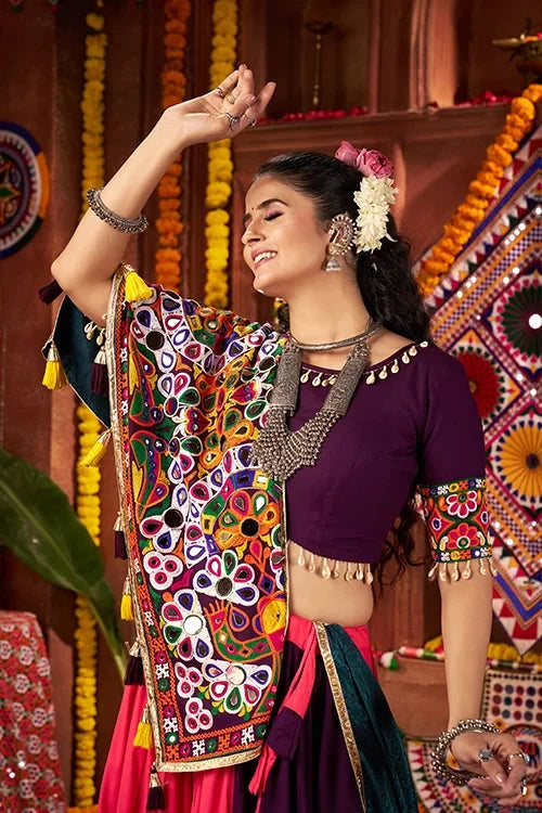 Colorful Navratri Chaniya Choli Set With Mirror Work