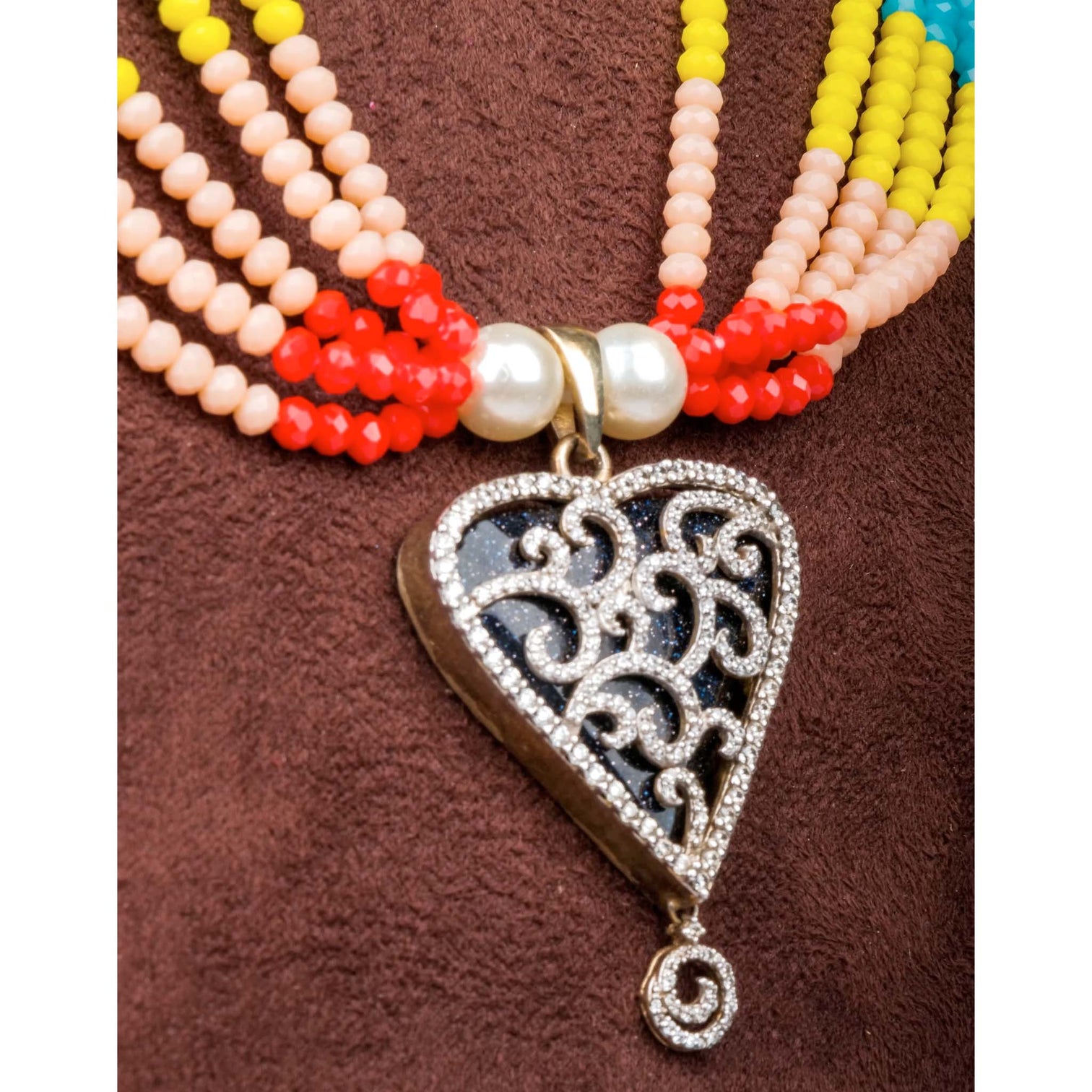 Pearl Chain with Dimond Necklace Alloy Gold-plated Jewel Set