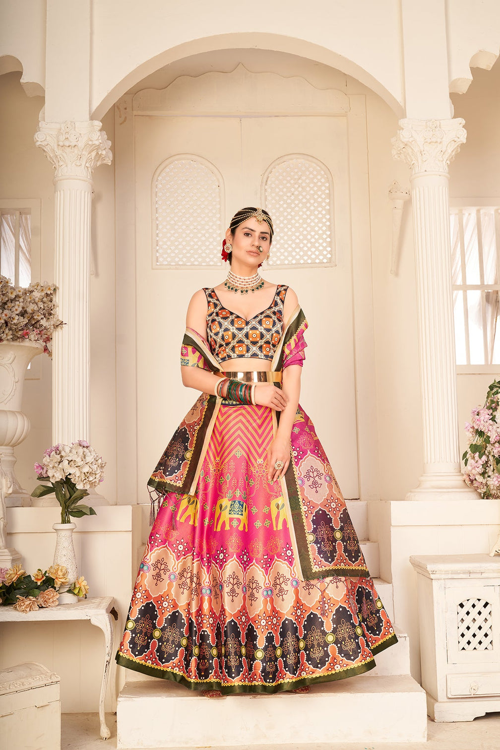 Multicolor Rera Silk Digital Printed Lehenga Choli Party Wear