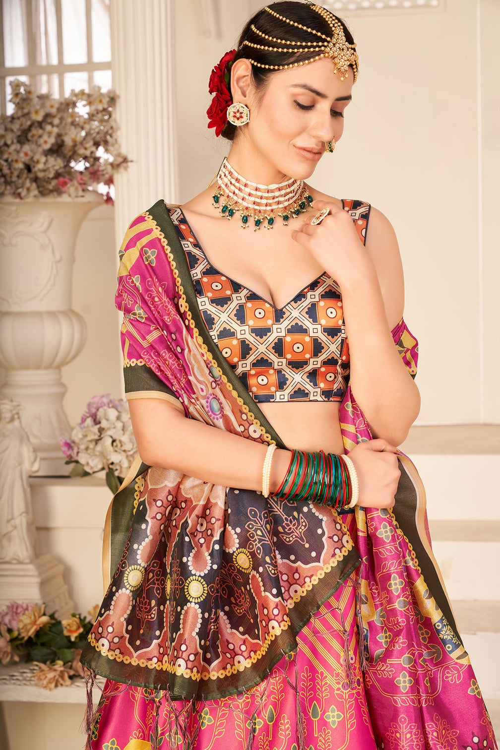 Multicolor Rera Silk Digital Printed Lehenga Choli Party Wear