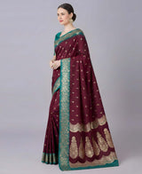 Surreptitious Wine Pure Zari Weaving Banarasi Silk Saree With Comely Blouse Piece