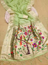 Delightful Pista Paithani Silk Saree With Sonorous Blouse Piece