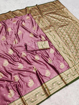 Eloquence Pink Banarasi Satin Silk Saree With Jazzy Blouse