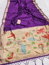 Prodigal Royal Purple Organza Paithani Silk Saree With Majesty Blouse Piece