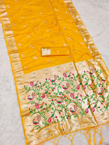 Capricious Yellow Paithani Silk Saree With Zephyr Blouse Piece