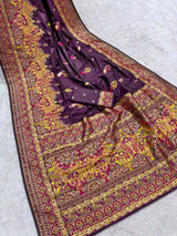 Sumptuous Purple Pashmina Silk Saree With Intricate Blouse Piece