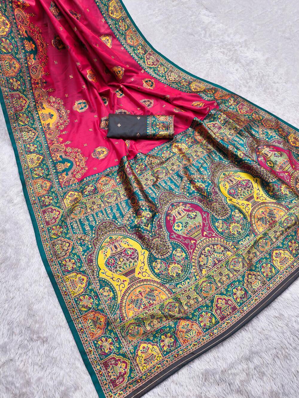 Panache Dark Pink Pashmina Saree With Incomparable Blouse Piece
