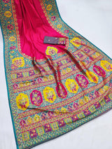 Mellifluous Dark Pink Pashmina Silk Saree With Ailurophile Blouse Piece