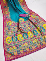 Outstanding Firozi Pashmina Silk Saree With Devastating Blouse Piece