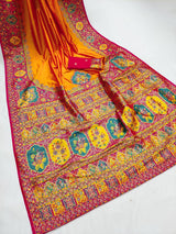 Lissome Orange Pashmina Silk Saree With Trendy Blouse Piece