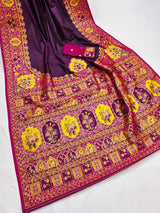 Energetic Purple Pashmina Silk Saree With Demure Blouse Piece