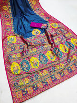 Efflorescence Rama Pashmina Silk Saree With Angelic Blouse Piece