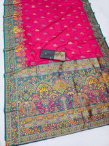 Snappy Dark Pink Pashmina Silk Saree With Propinquity Blouse Piece