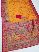 Moiety Orange Pashmina Silk Saree With Demure Blouse Piece