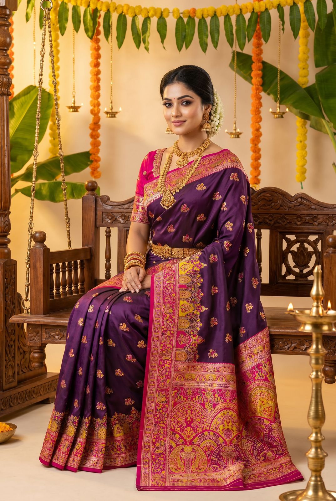 Staring Wine Pashmina Silk Saree With Lovely Blouse Piece