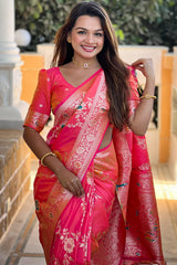 Winsome Magenta Soft Banarasi Silk Saree With Lassitude  Blouse Piece