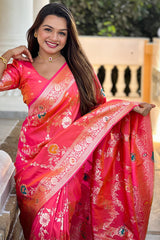 Winsome Magenta Soft Banarasi Silk Saree With Lassitude  Blouse Piece