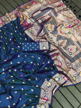 Desuetude Blue Soft Banarasi Silk Saree With Evocative Blouse Piece