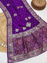 Preferable Purple Banarasi Dola Silk Saree With Precious Blouse Piece