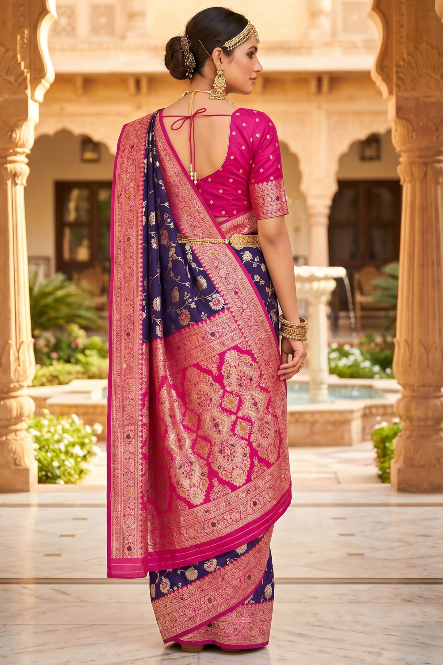 Enticing Purple Pure Zari Weaving Banarasi Silk Saree With Exceptional Blouse Piece