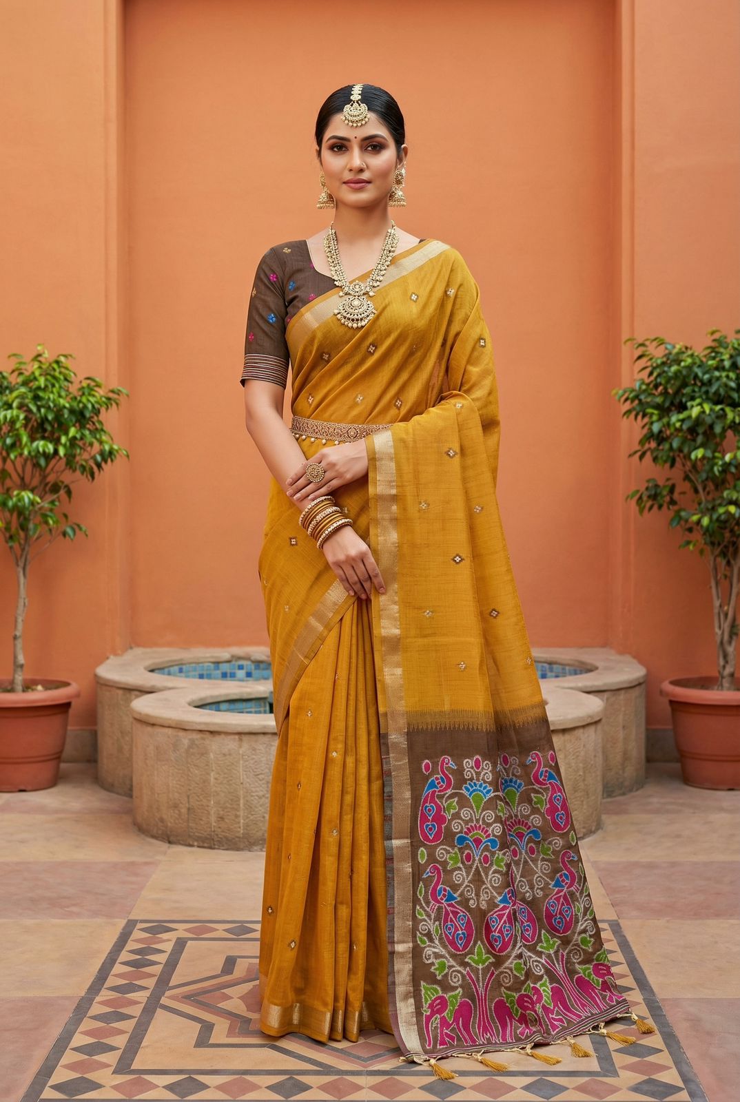 Wonderful Mustard Pure Munga Cotton Silk Saree With Radiant Blouse Piece