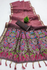 Exceptional Pink Pure Munga Cotton Silk Saree With Jazzy Blouse Piece