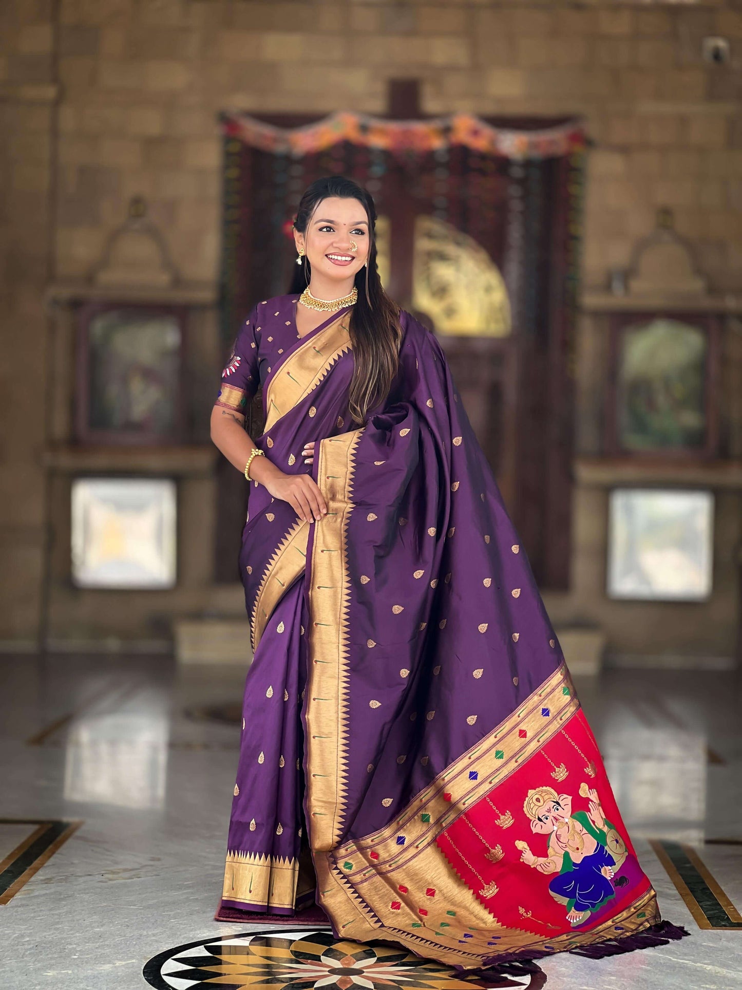 Enchanting Purple Paithani Silk Saree With Felicitous Blouse Piece