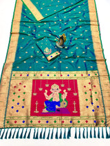 Tantalizing Rama Paithani Silk Saree With Sempiternal Blouse Piece