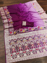 Lagniappe Purple Viscose Dola Silk Saree With Improbable Blouse Piece