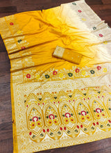 Artistic Yellow Viscose Dola Silk Saree With Dazzling Blouse Piece