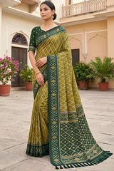 Imbrication Green Patola Silk Saree with Evocative Blouse Piece