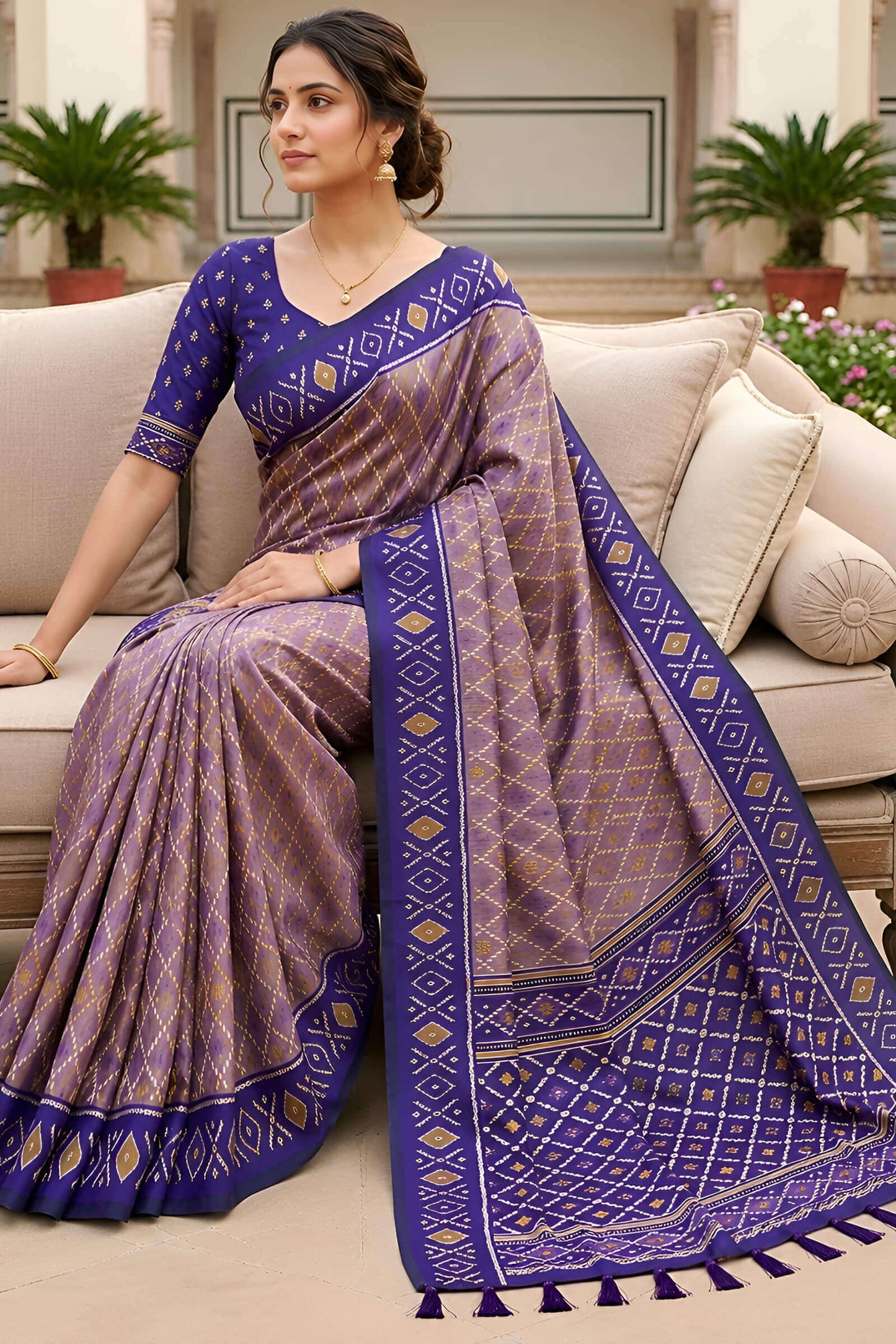 Ailurophile Lavender Patola Silk Saree with Lagniappe Blouse Piece