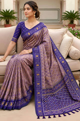Ailurophile Lavender Patola Silk Saree with Lagniappe Blouse Piece
