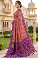 Sizzling Pink Patola Silk Saree with Vestigial Blouse Piece