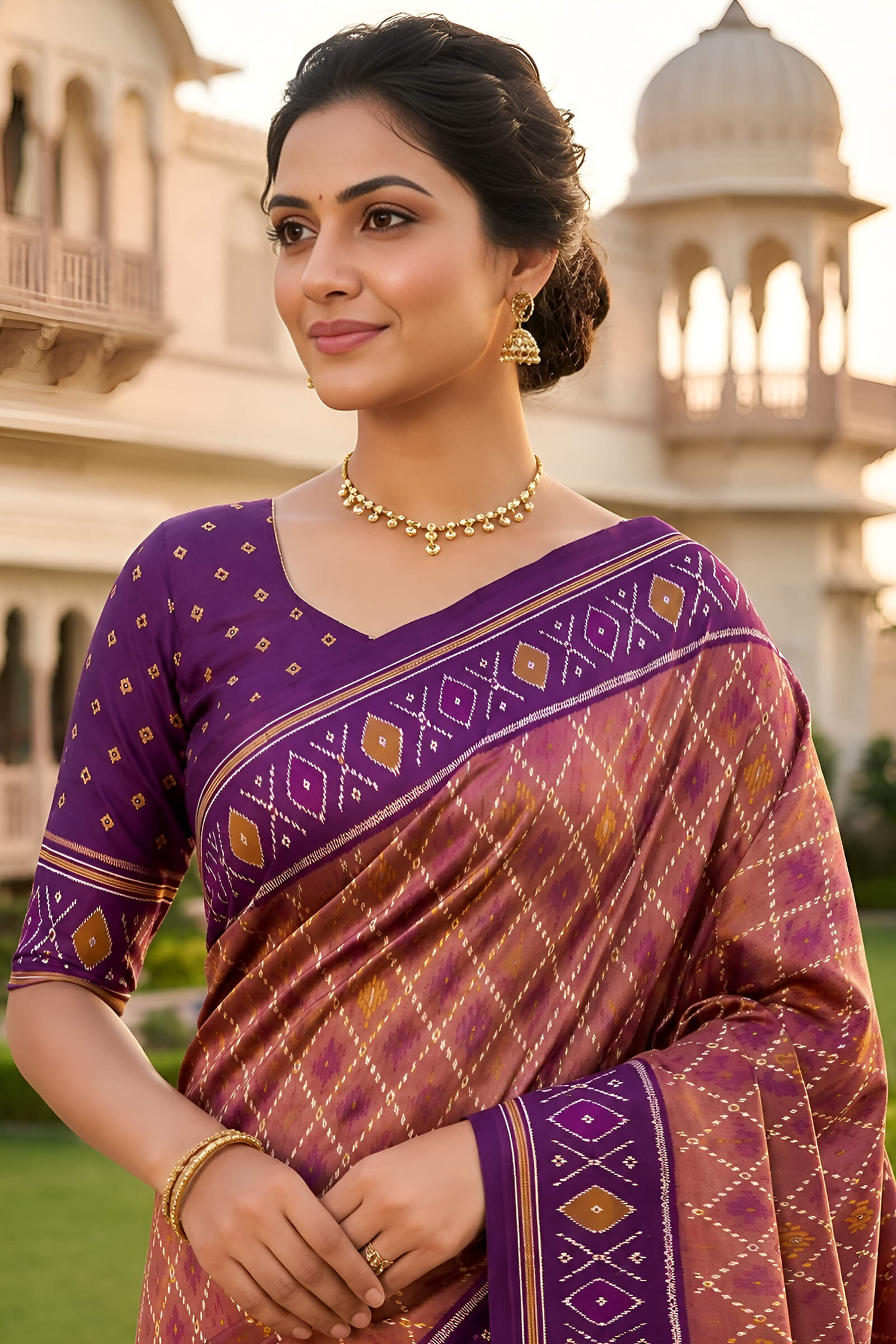 Sizzling Pink Patola Silk Saree with Vestigial Blouse Piece