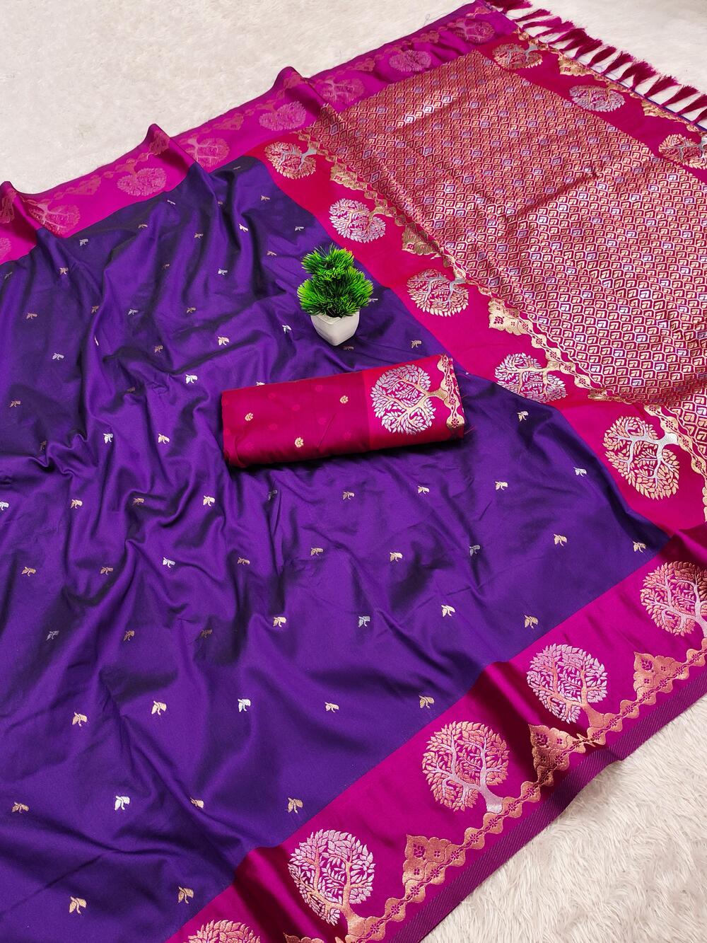 Demure Purple Paithani Silk Saree With Stylish Blouse Piece