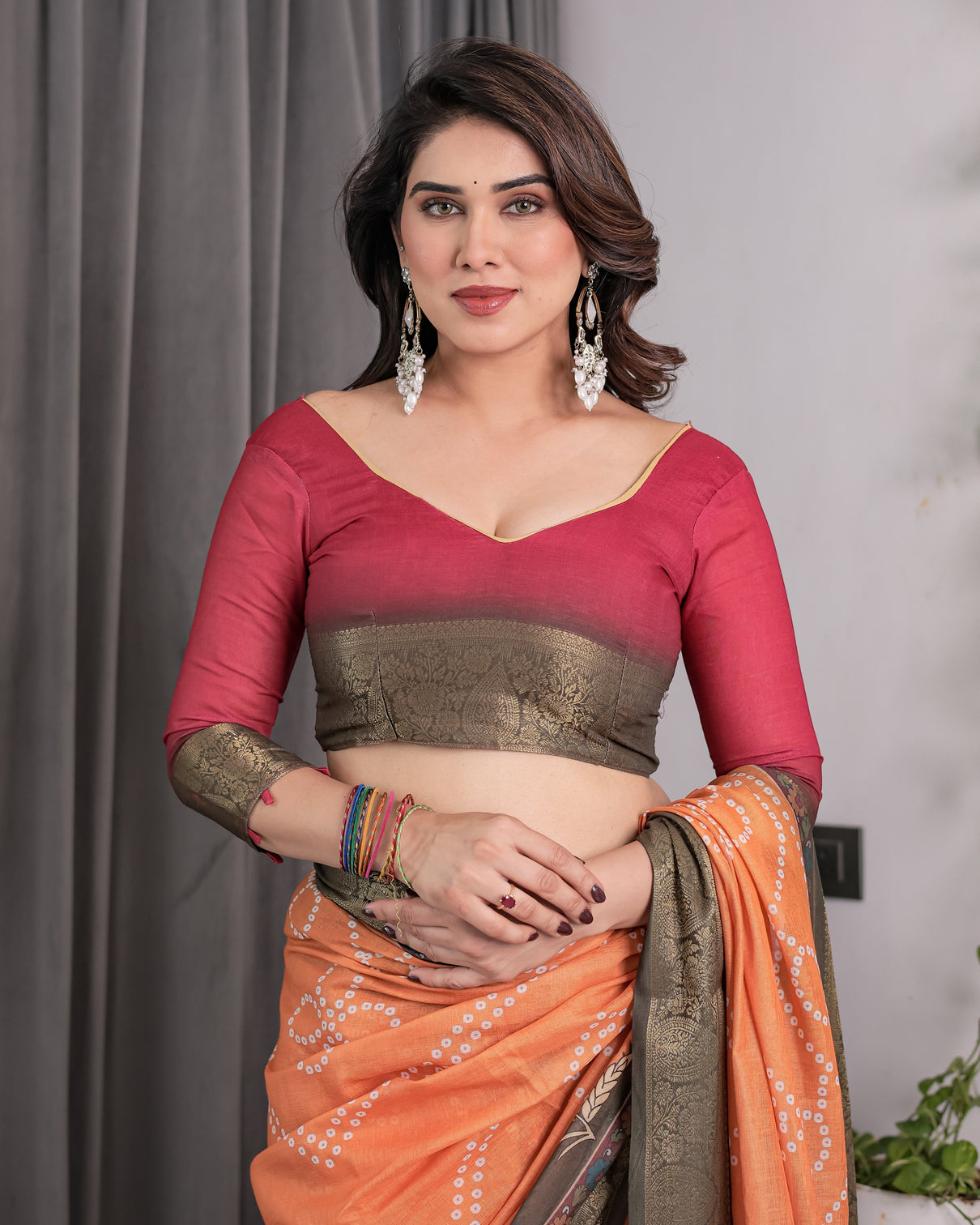 Dual tone mustard olive handloom saree with kalamkari inspired bird motifs zari border 5 5m saree 0 8m blouse