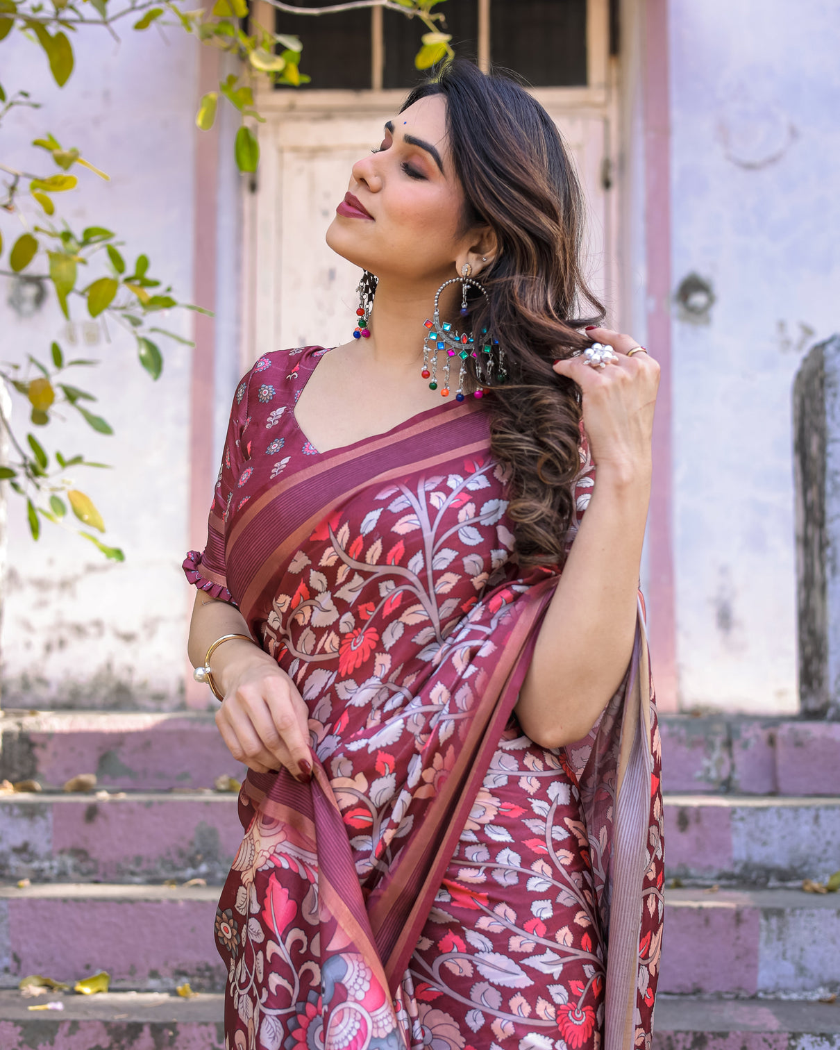 Elegant multicolor linen saree with traditional patterns lightweight festive wear