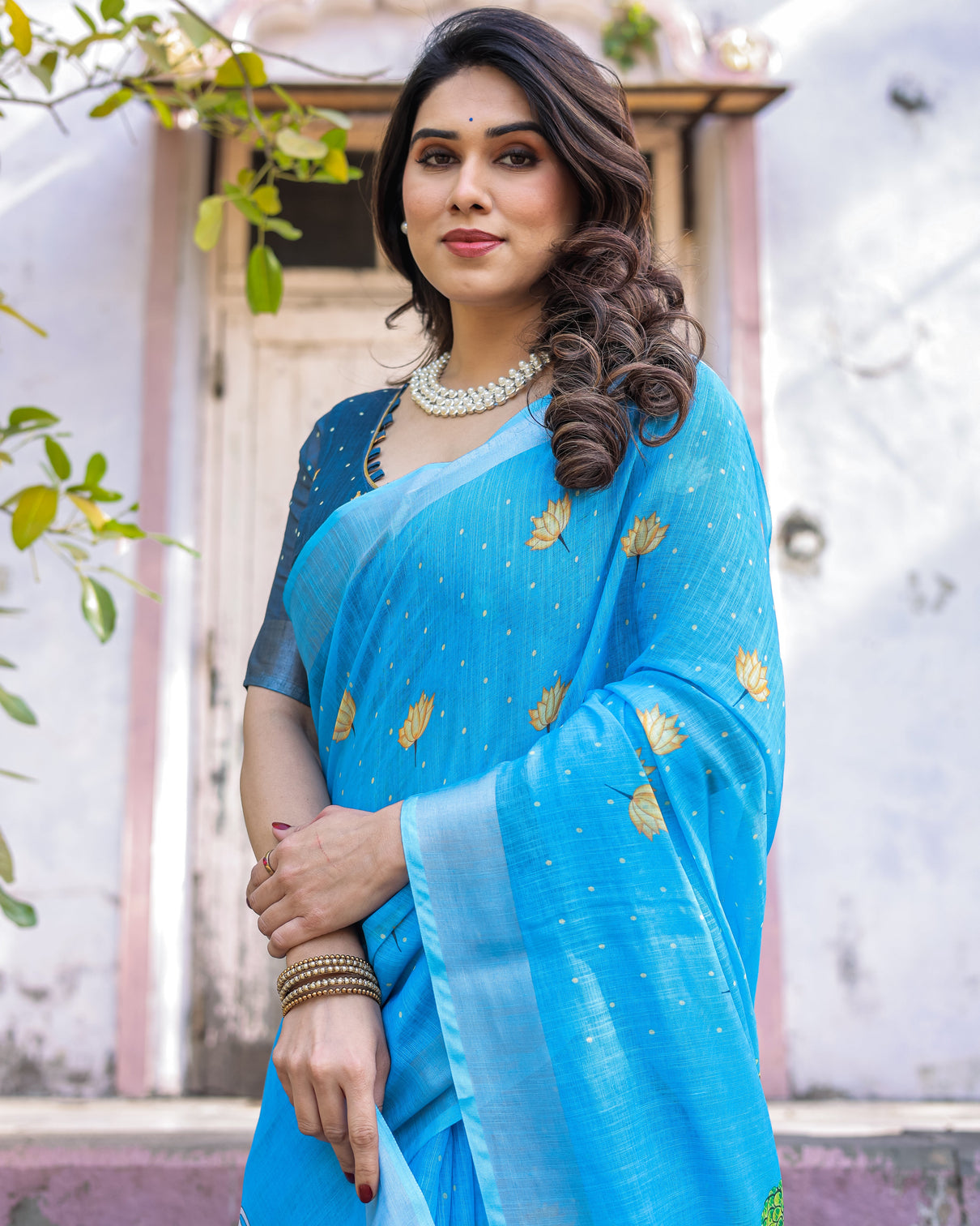 Elegant multicolor linen saree with traditional patterns lightweight festive wear
