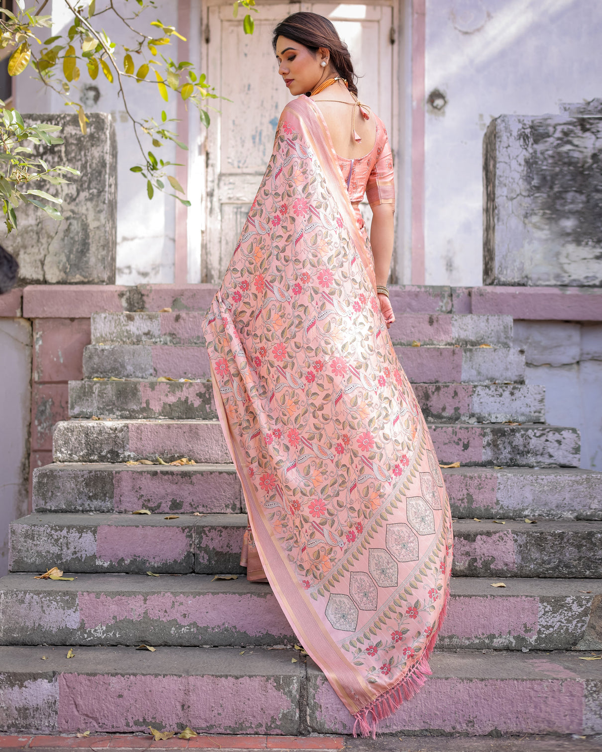 Elegant multicolor linen saree with traditional patterns lightweight festive wear