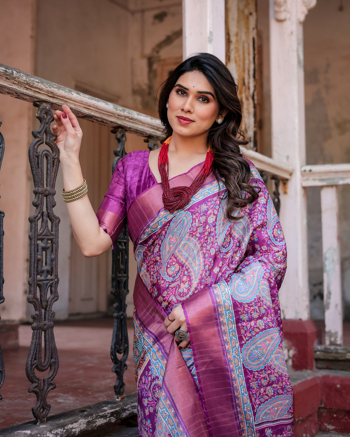 Elegant multicolor linen saree with traditional patterns lightweight festive wear