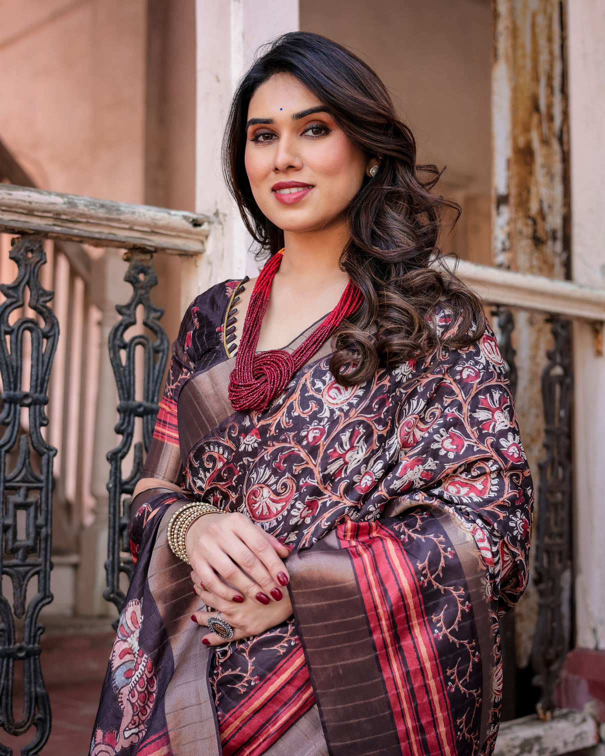 Elegant multicolor linen saree with traditional patterns lightweight festive wear