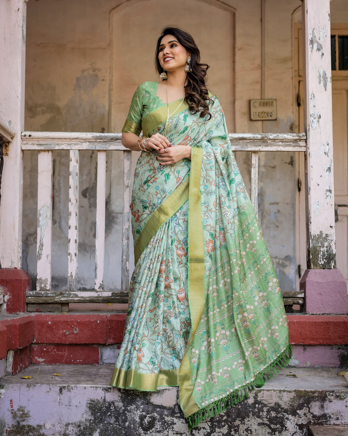 Elegant multicolor linen saree with traditional patterns lightweight festive wear
