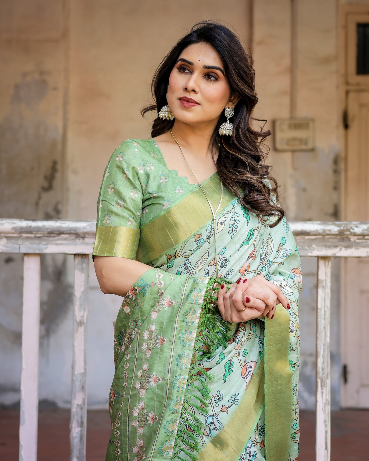 Elegant multicolor linen saree with traditional patterns lightweight festive wear